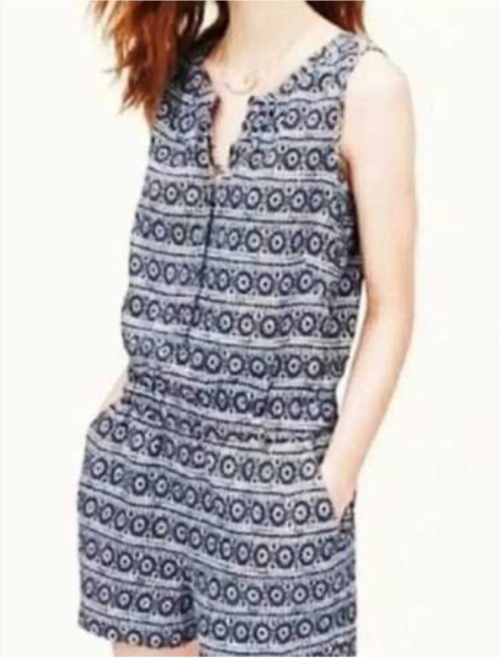 LOFT Black and White Printed Women’s romper